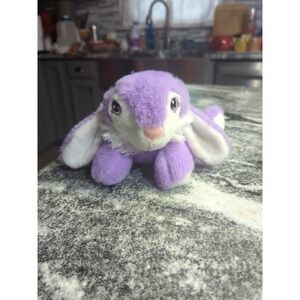Walmart Bunny Rabbit Plush Stuffed Animal Bow Purple White Floppy Ears Easter